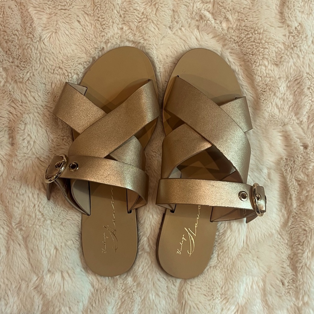 Gold Buckle Metallic Sandals